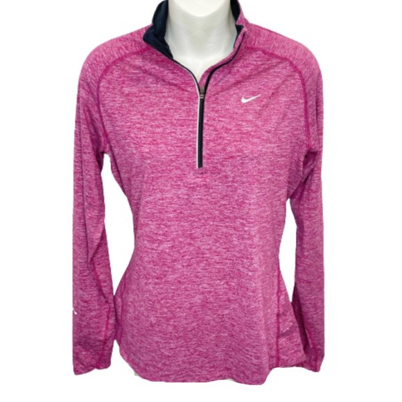 Nike Pink Long Sleeve Top Half Zip Womens Medium Sweatshirt Shirt - Picture 1 of 6